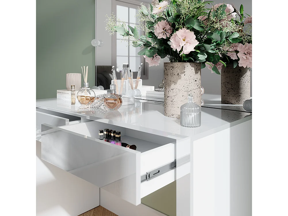 Coiffeuse blanc brillant/blanc 110x50x75.5 annabelle