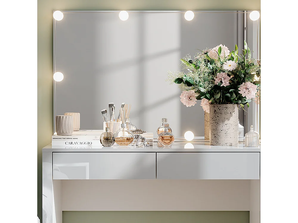 Dressing table white high gloss / white 110x50x75.5 annabelle