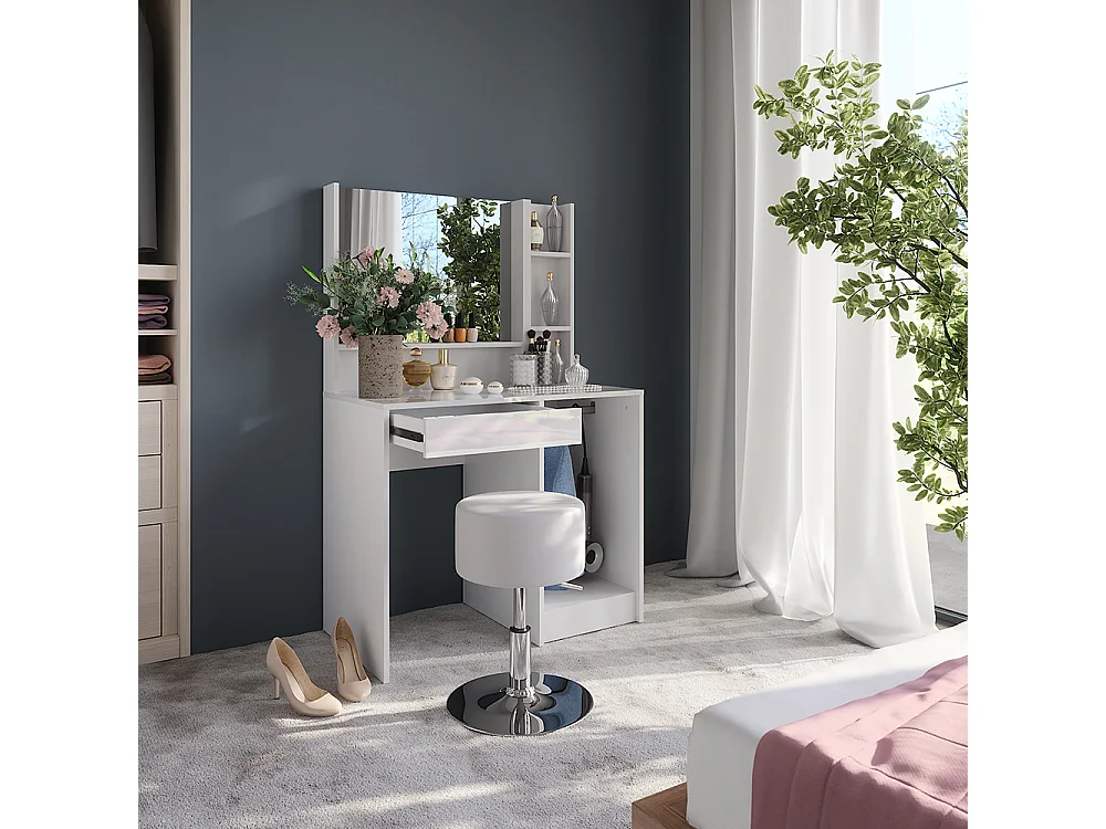 Coiffeuse blanc/blanc brillant 89.8x50.1x76 sherry