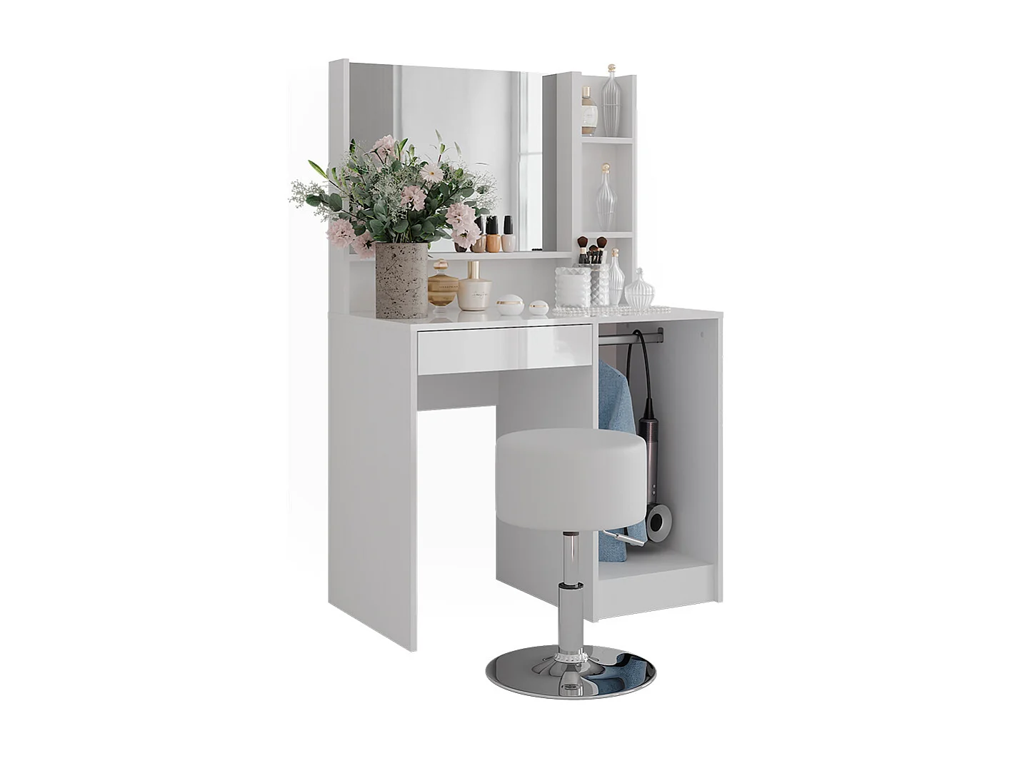 Coiffeuse blanc/blanc brillant 89.8x50.1x76 sherry