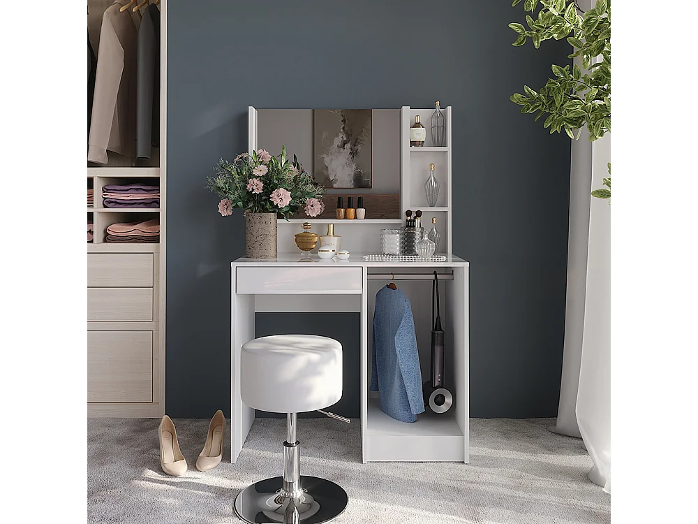 Vanity table white/white high gloss 89.8x50.1x76 sherry