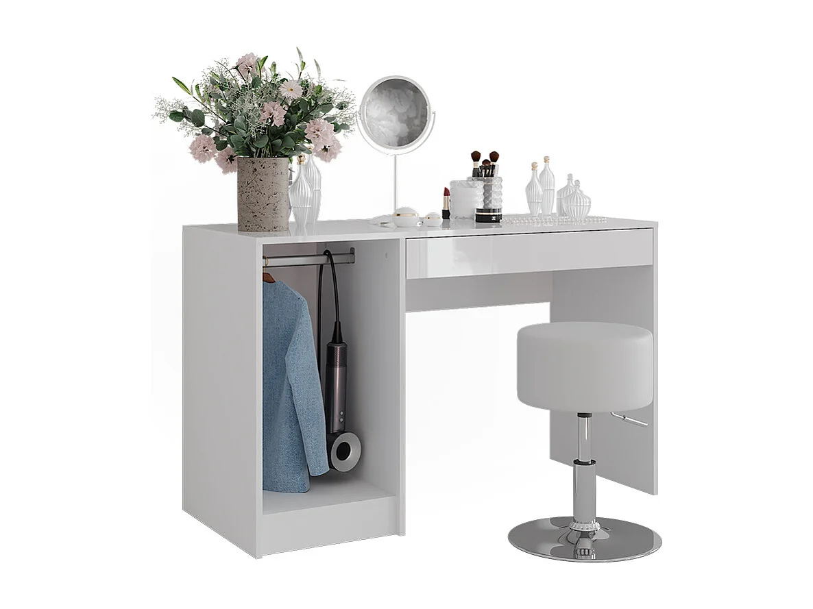 Schminktisch weiß/weiß hochglanz 119.8x50.1x76 sherry