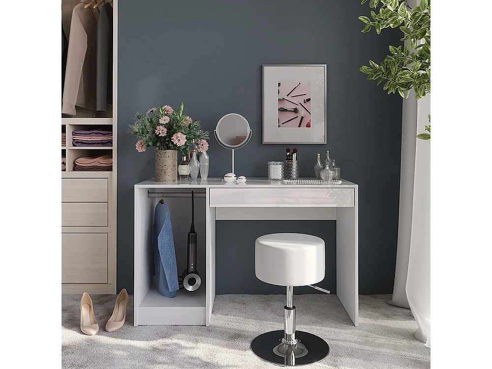 Vanity table white/white high gloss 119.8x50.1x76 sherry