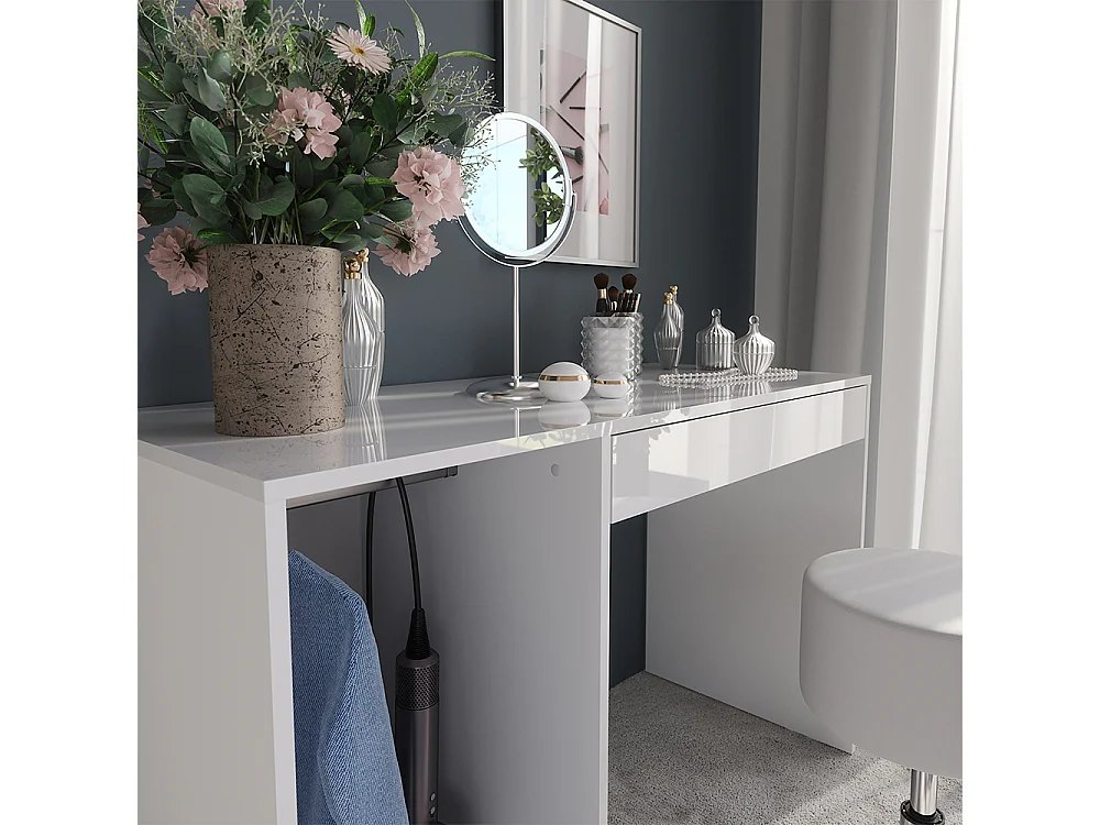 Vanity table white/white high gloss 119.8x50.1x76 sherry