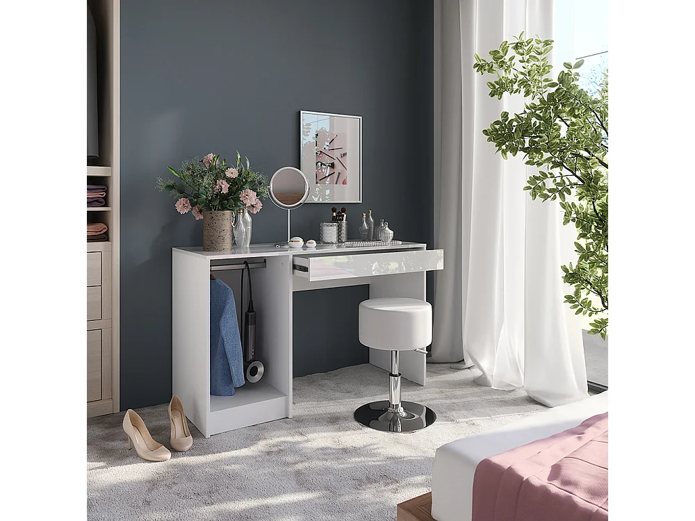 Vanity table white/white high gloss 119.8x50.1x76 sherry