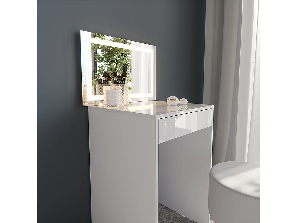 Schminktisch weiß/weiß hochglanz 51.4x50.1x76 sherry