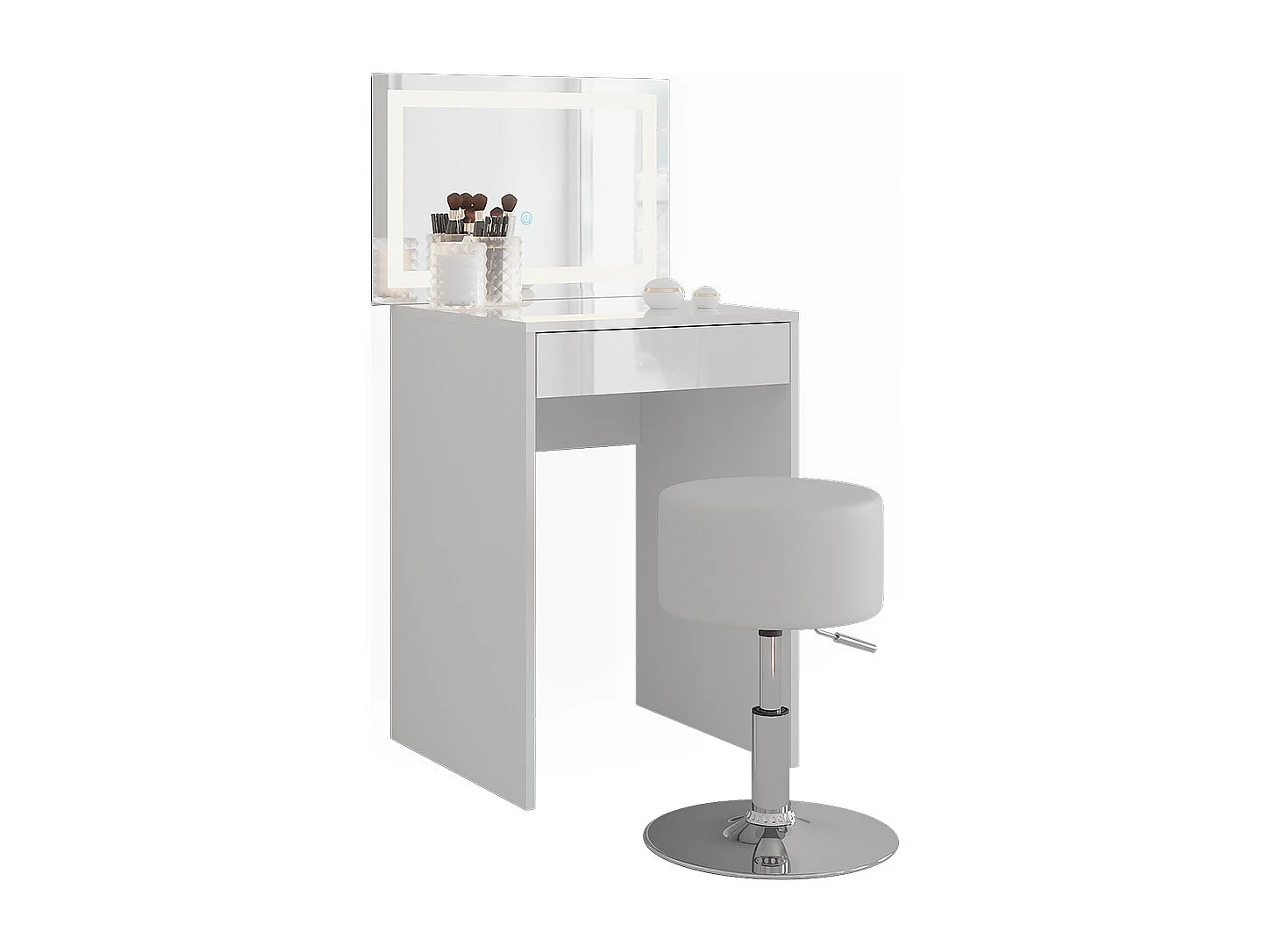 Schminktisch weiß/weiß hochglanz 51.4x50.1x76 sherry