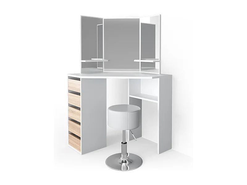 Hoek kaptafel wit/sonoma 110x54x141.5 arielle