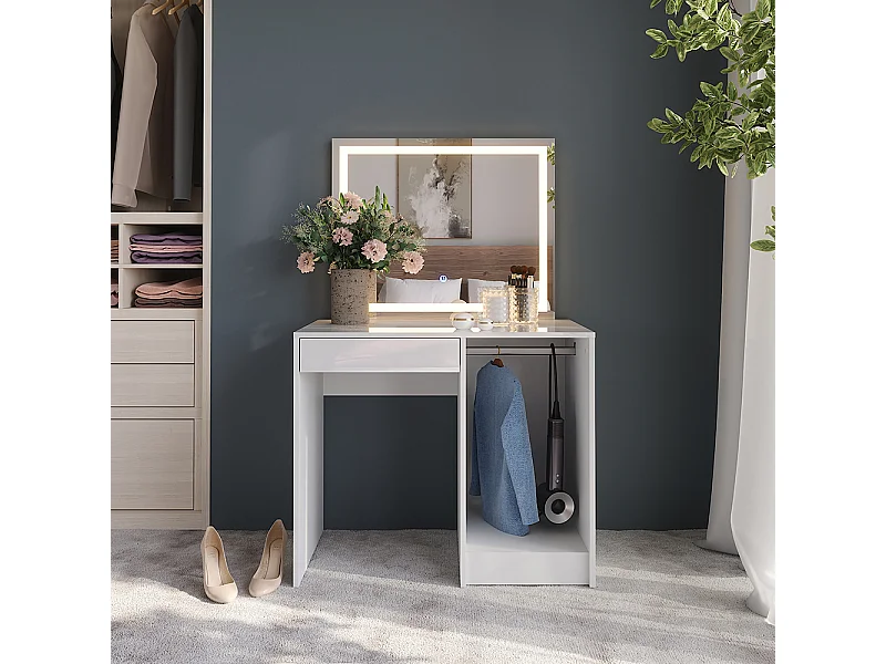 Kaptafel met licht wit/wit hoogglans 89.8x50.1x76 sherry