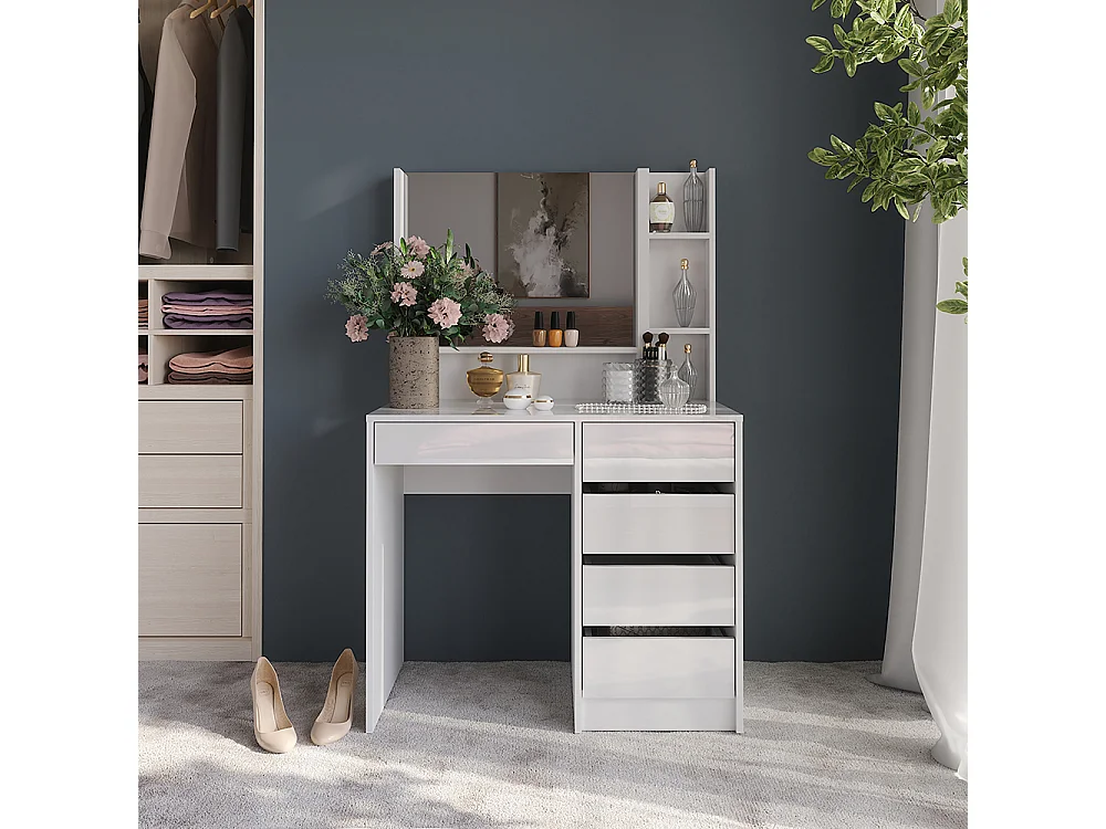 Kaptafel wit/wit hoogglans 89.8x50.1x76 sherry