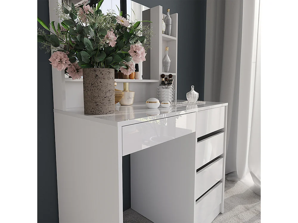 Kaptafel wit/wit hoogglans 89.8x50.1x76 sherry