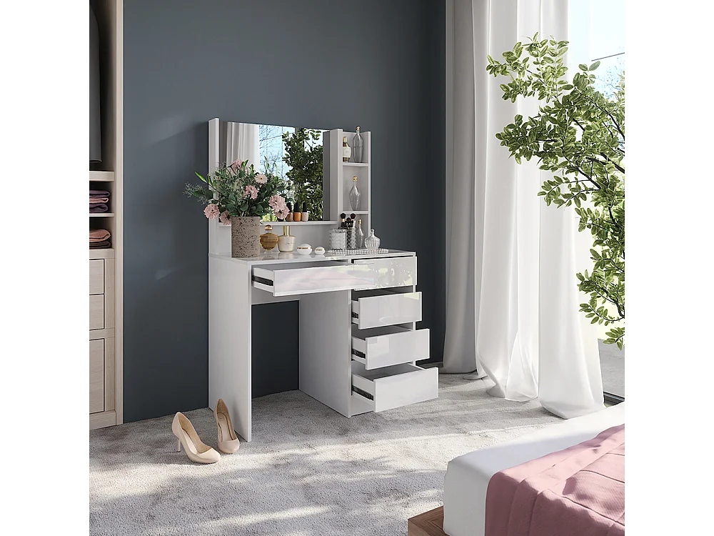 Kaptafel wit/wit hoogglans 89.8x50.1x76 sherry