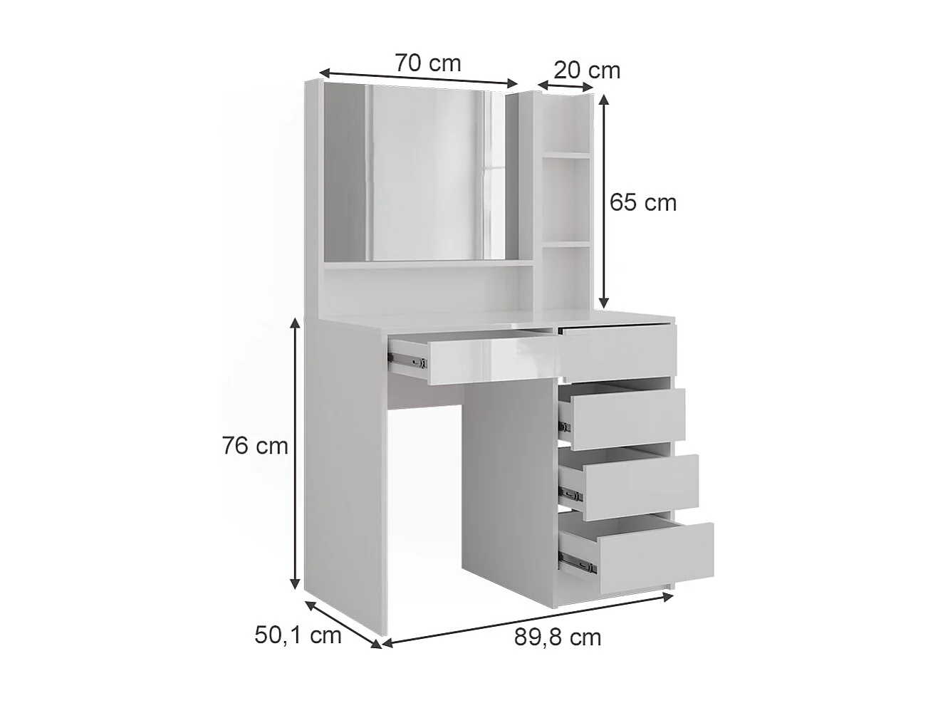 Kaptafel wit/wit hoogglans 89.8x50.1x76 sherry