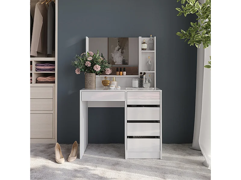 Tavolo da toeletta bianco/bianco lucido 89.8x50.1x76 sherry