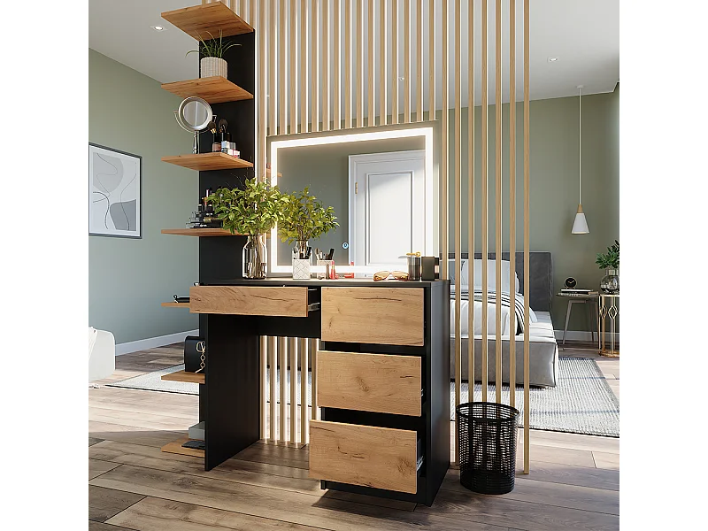 Tocador antracita/roble dorado 90x40x75 sherry