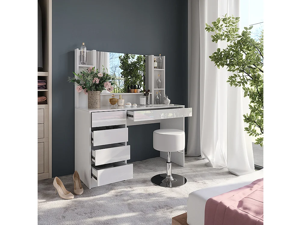 Coiffeuse blanc/blanc brillant 119.8x50.1x76 sherry