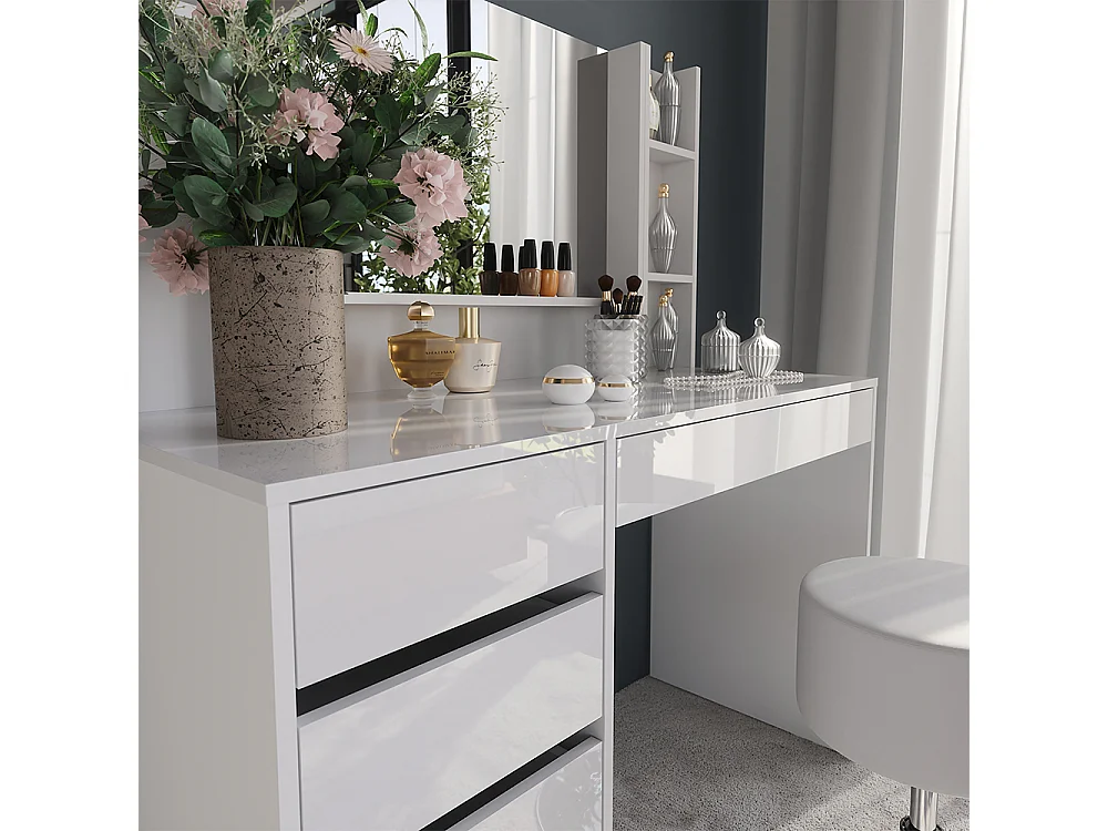 Kaptafel wit/wit hoogglans 119.8x50.1x76 sherry