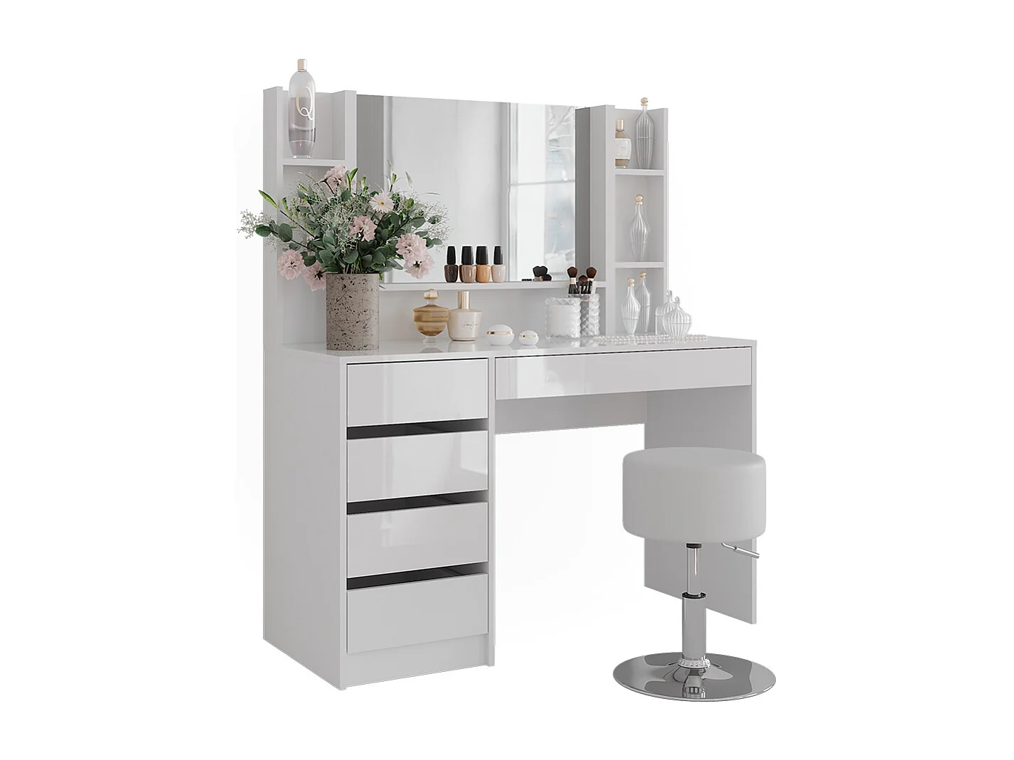 Kaptafel wit/wit hoogglans 119.8x50.1x76 sherry