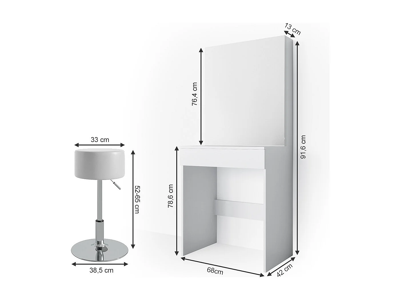 Coiffeuse blanc 68x42x155 melle