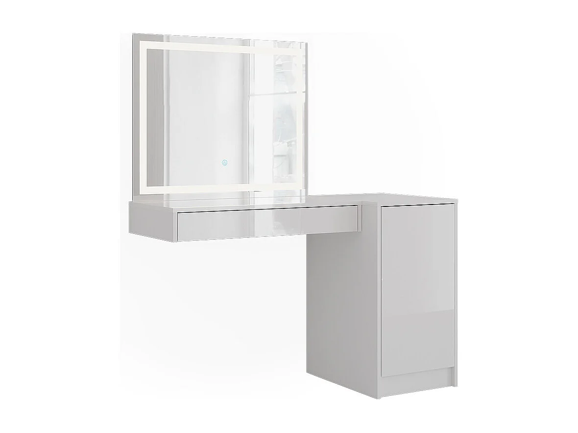 Schminktisch weiß/weiß hochglanz 120x50.1x76 sherry