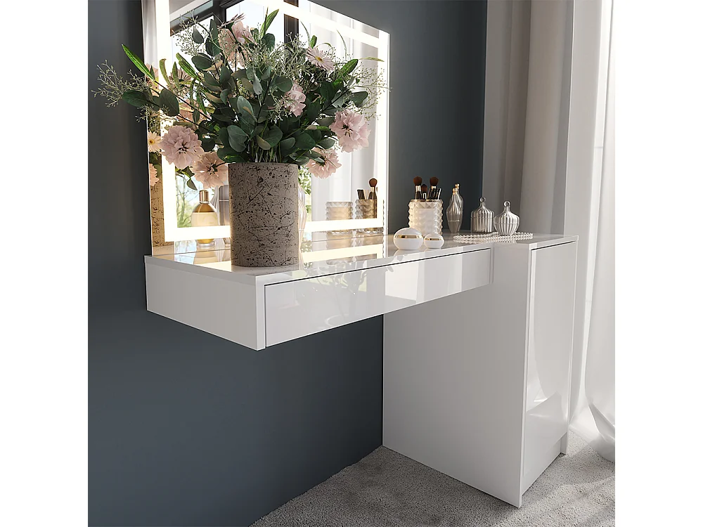 Coiffeuse blanc/blanc brillant 120x50.1x76 sherry