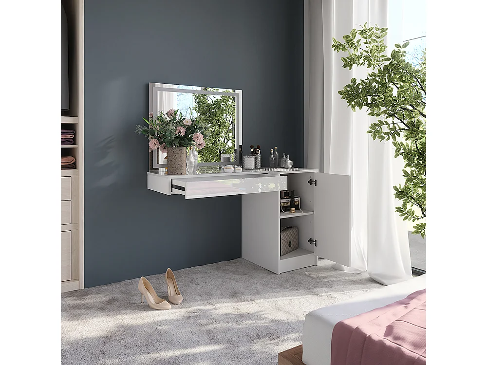 Coiffeuse blanc/blanc brillant 120x50.1x76 sherry