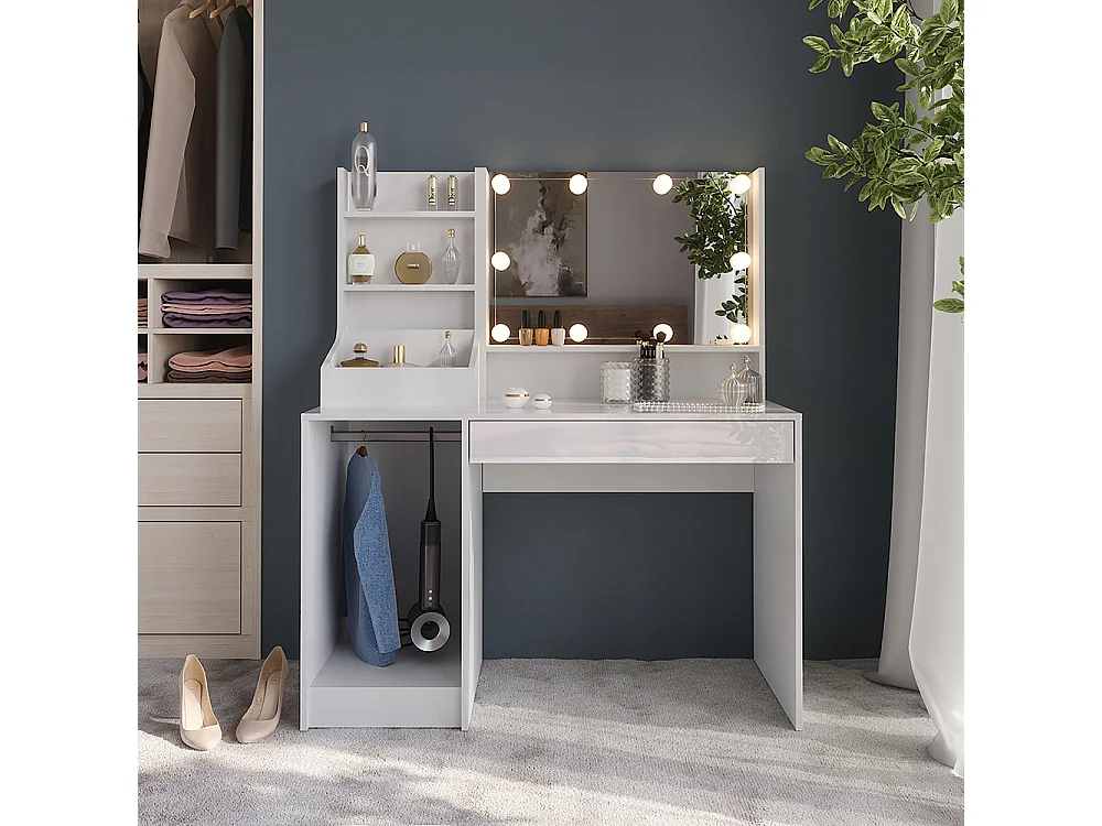 Coiffeuse blanc/blanc brillant 119.8x50.1x76 sherry