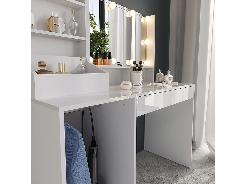 Coiffeuse blanc/blanc brillant 119.8x50.1x76 sherry