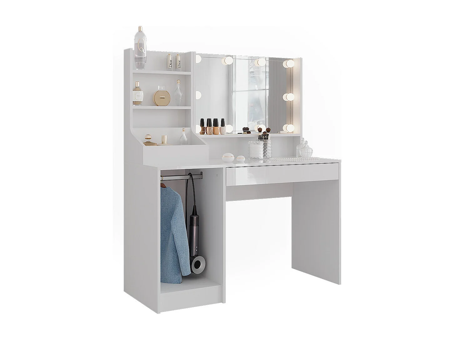 Coiffeuse blanc/blanc brillant 119.8x50.1x76 sherry