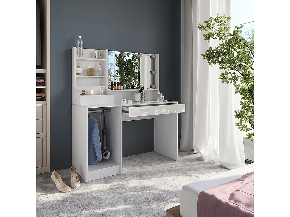 Vanity table white/white high gloss 119.8x50.1x76 sherry