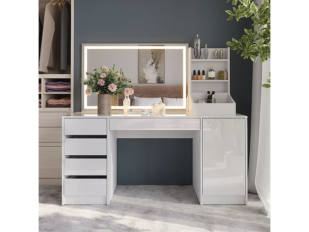 Kaptafel met licht wit/wit hoogglans 158.2x50.1x76 sherry