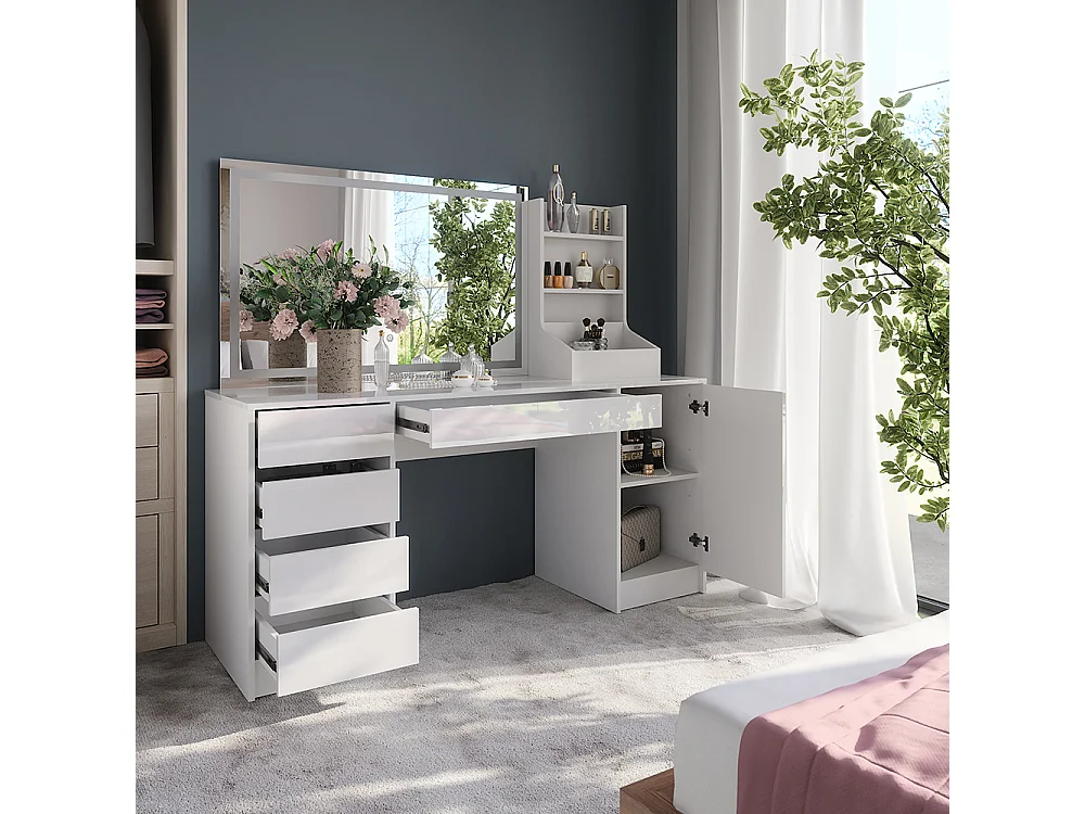 Kaptafel met licht wit/wit hoogglans 158.2x50.1x76 sherry