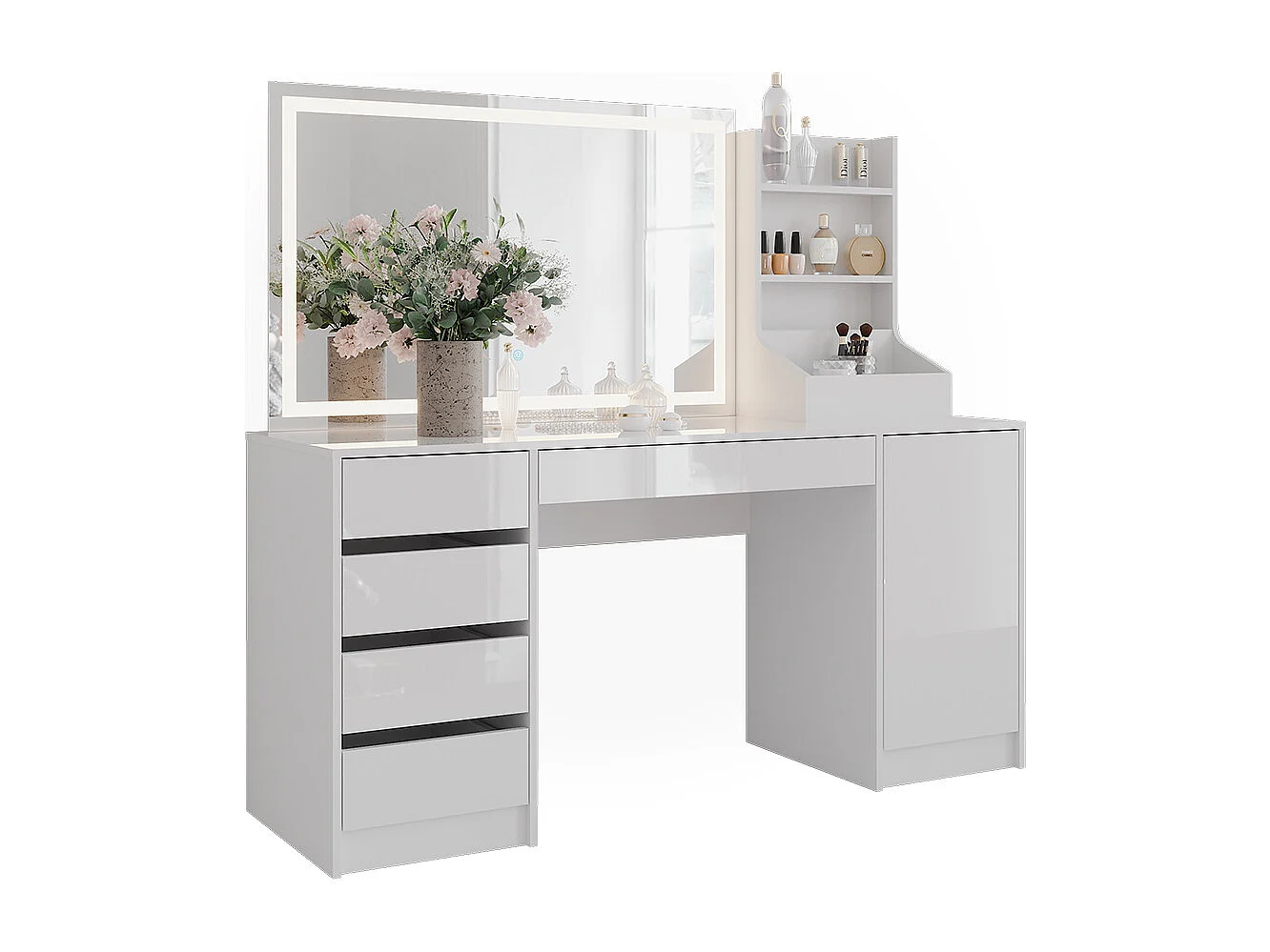 Kaptafel met licht wit/wit hoogglans 158.2x50.1x76 sherry