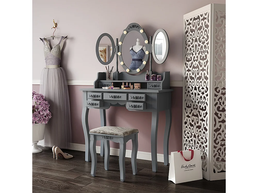 Schminktisch grau 90x40x147 diana