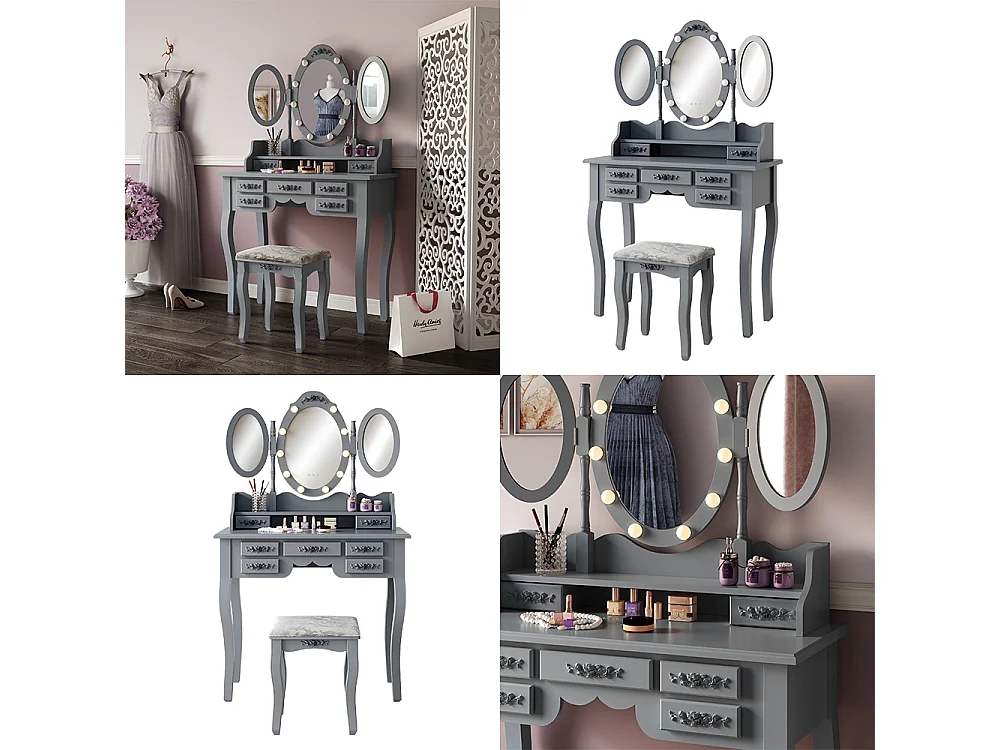 Schminktisch grau 90x40x147 diana