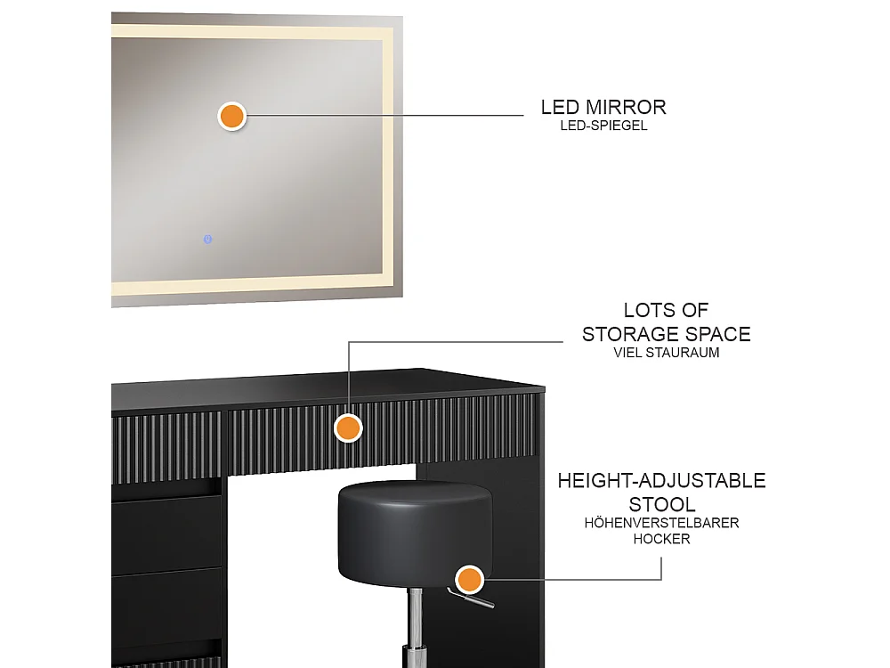 Tocador negro 120x55x76 omira