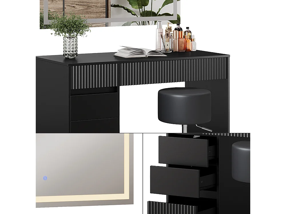 Dressing table black 120x55x76 omira