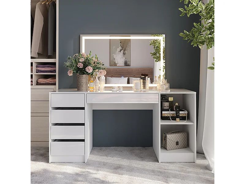 Coiffeuse blanc/blanc brillant 158.2x50.1x76 sherry