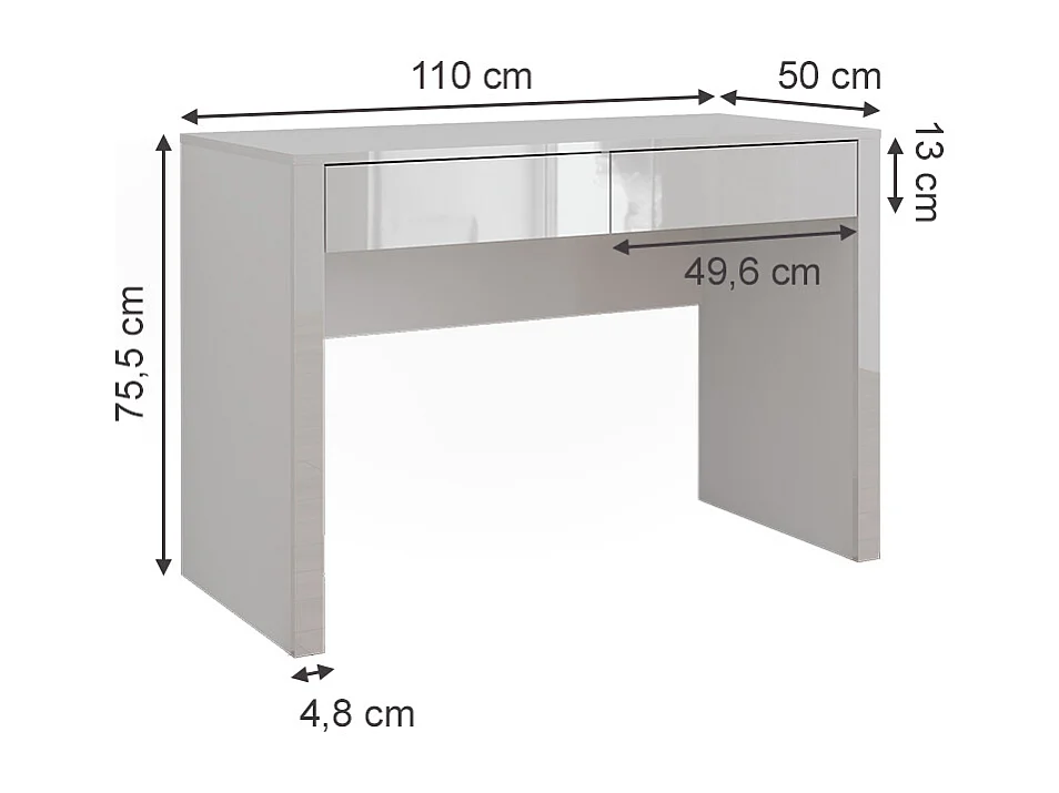 Tocador blanco alto brillo/blanco 110x50x75.5 annabelle