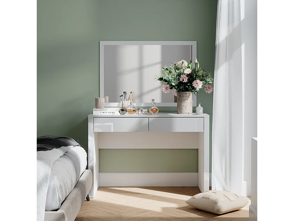 Coiffeuse blanc brillant/blanc 110x50x75.5 annabelle