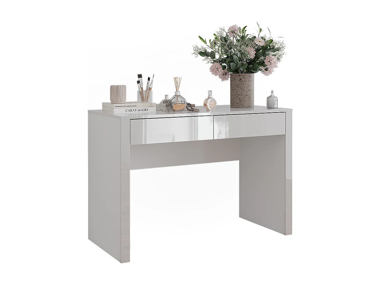 Coiffeuse blanc brillant/blanc 110x50x75.5 annabelle