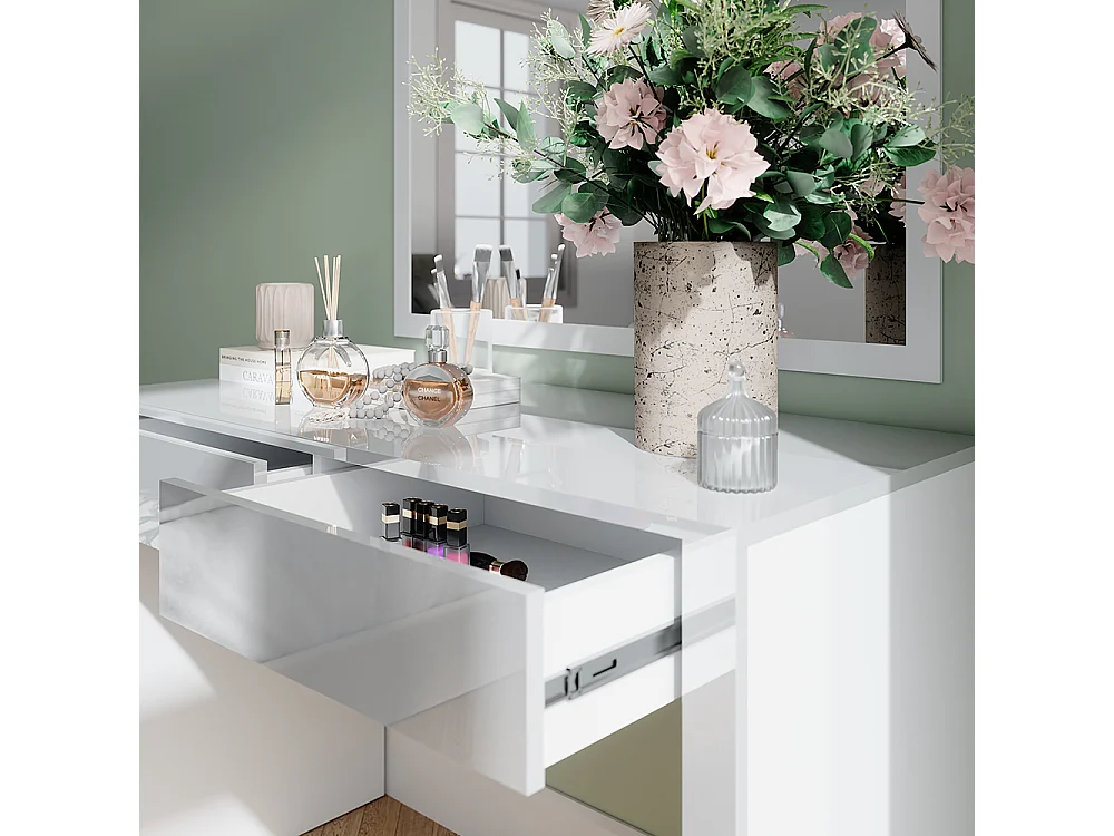 Coiffeuse blanc brillant/blanc 110x50x75.5 annabelle