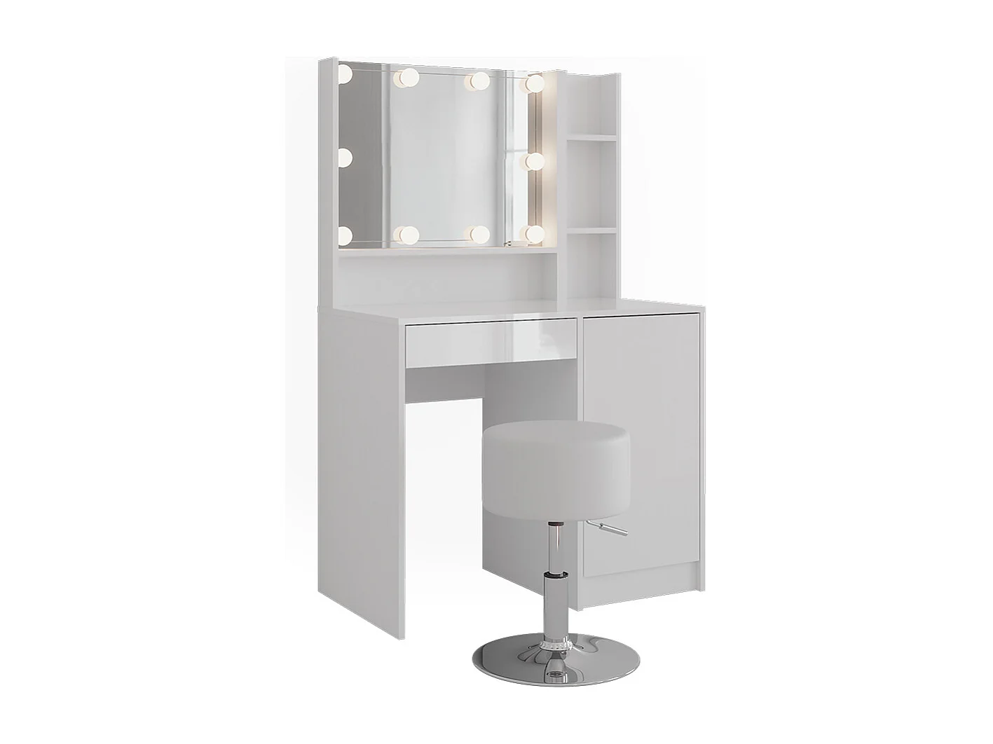 Vanity table white/white high gloss 89.8x50.1x76 sherry