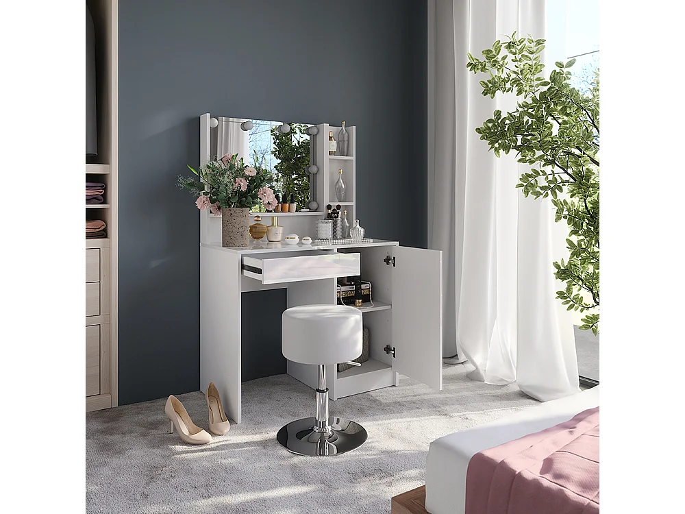 Vanity table white/white high gloss 89.8x50.1x76 sherry