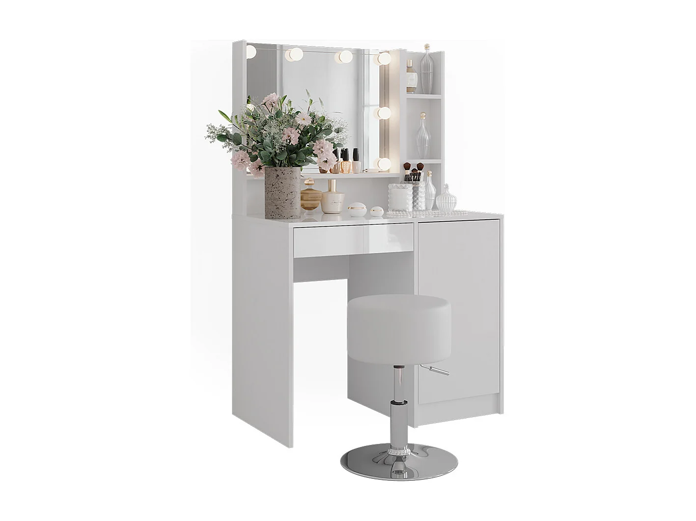 Vanity table white/white high gloss 89.8x50.1x76 sherry