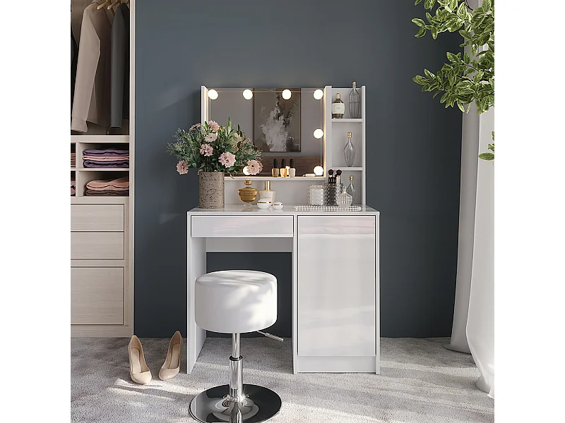 Coiffeuse blanc/blanc brillant 89.8x50.1x76 sherry