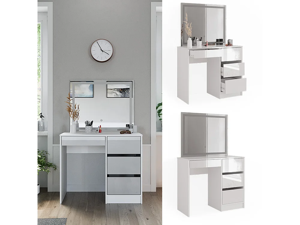 Tocador blanco alto brillo 90x40x75 sherry