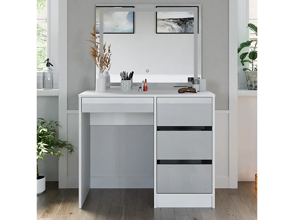 Tocador blanco alto brillo 90x40x75 sherry