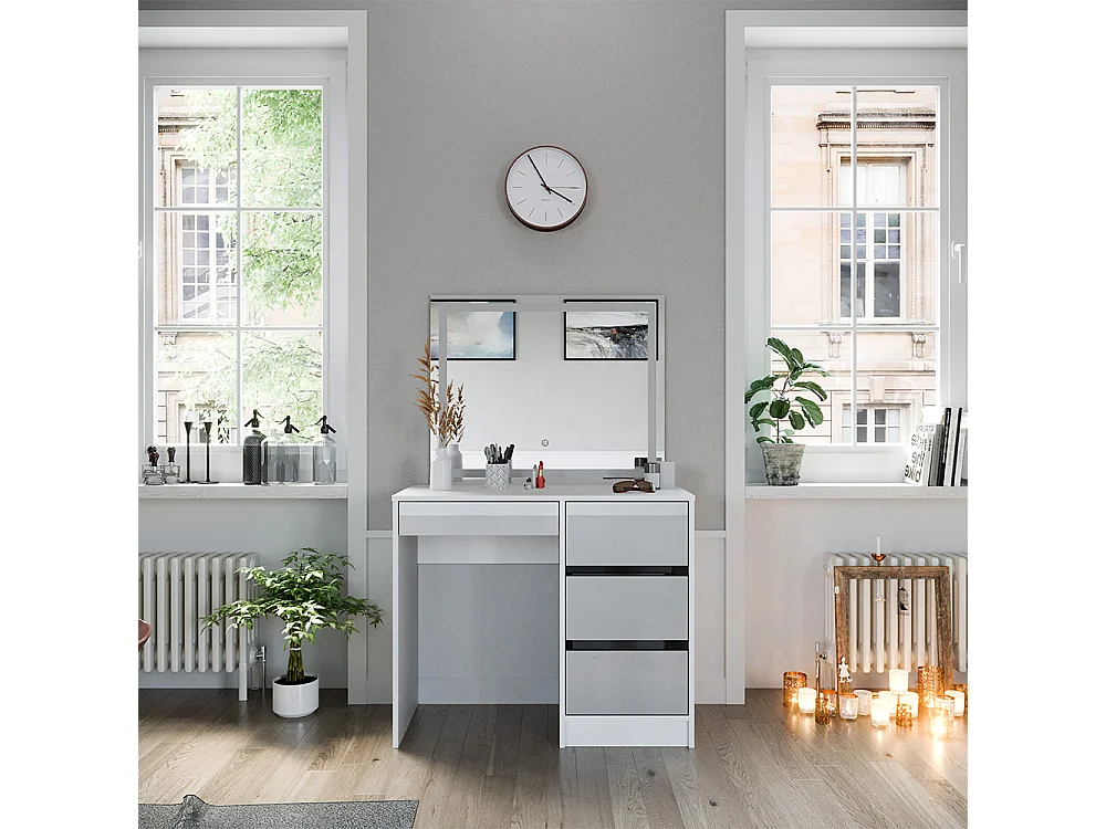 Coiffeuse blanc haute brillance 90x40x75 sherry