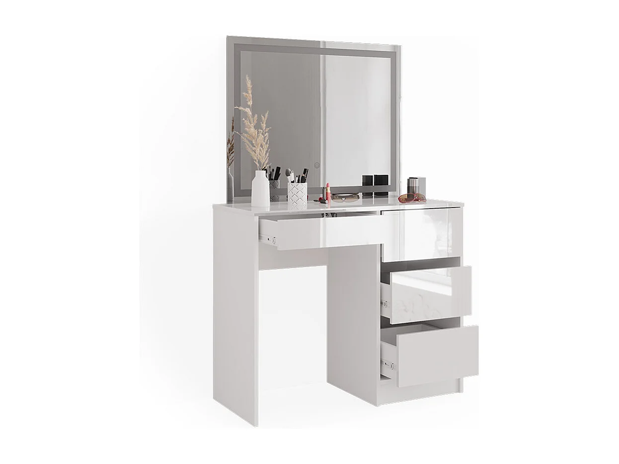 Coiffeuse blanc haute brillance 90x40x75 sherry